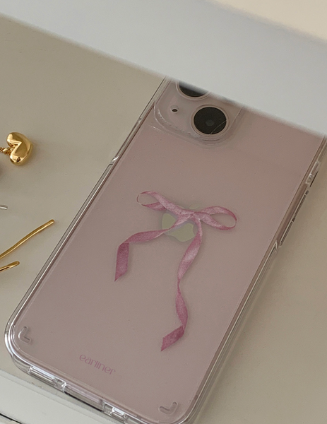 [earliner] Vintage Pink Ribbon Jelly Hard Case