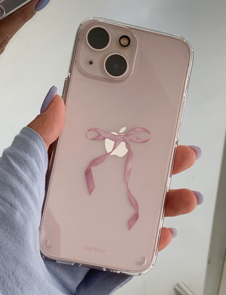 [earliner] Vintage Pink Ribbon Jelly Hard Case