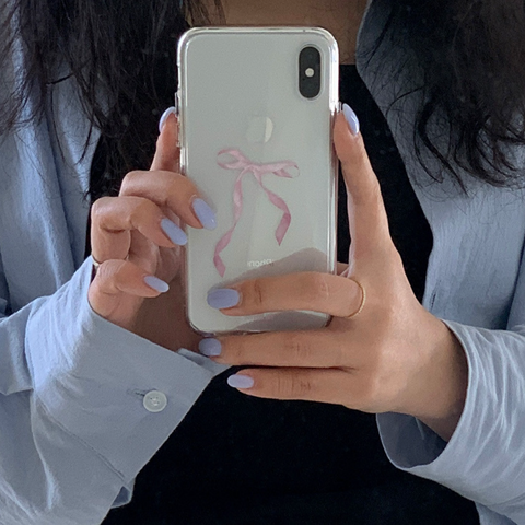 [earliner] Vintage Pink Ribbon Jelly Hard Case