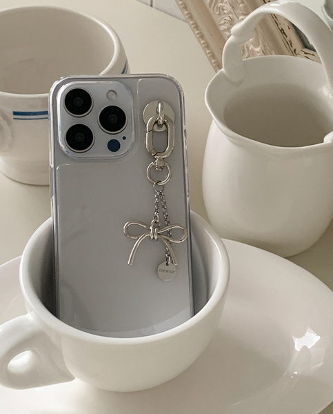 [earliner] Handmade Mini Silver Ribbon Logo Keyring