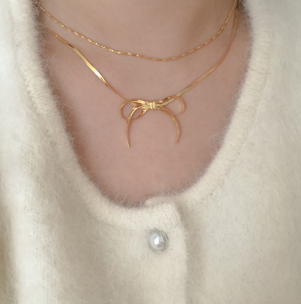 [moat] Nelly Ribbon Necklace (Silver925)