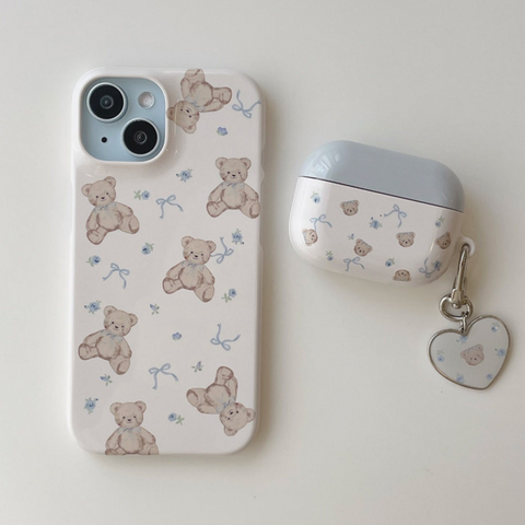 [Romantic Mood] Flower Bear Glossy Hard Case