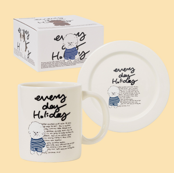 [momur] [weekend 8] Holiday Puppy Mug & Plate Gift Set