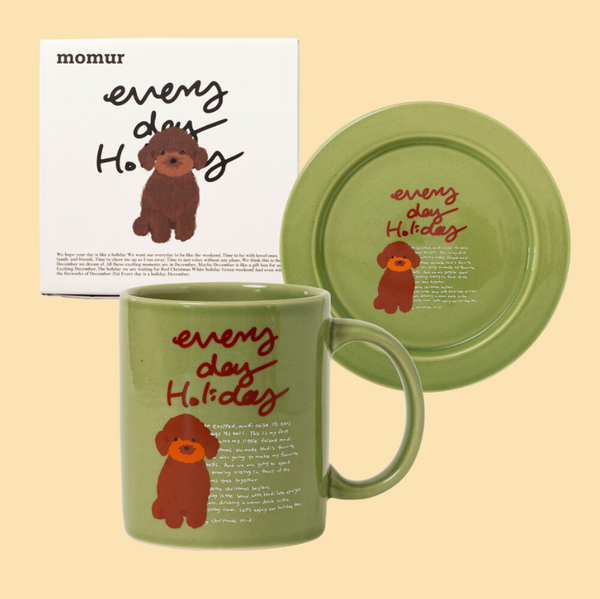 [momur] [weekend 8] Holiday Puppy Mug & Plate Gift Set