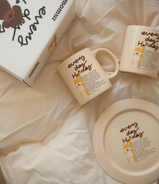 [momur] [weekend 8] Holiday Puppy Mug & Plate Gift Set