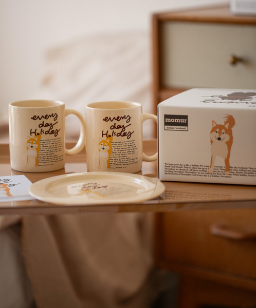 [momur] [weekend 8] Holiday Puppy Mug & Plate Gift Set