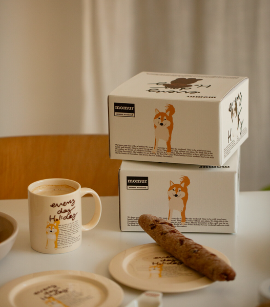 [momur] [weekend 8] Holiday Puppy Mug & Plate Gift Set