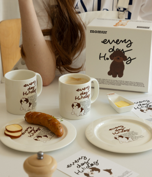 [momur] [weekend 8] Holiday Puppy Mug & Plate Gift Set