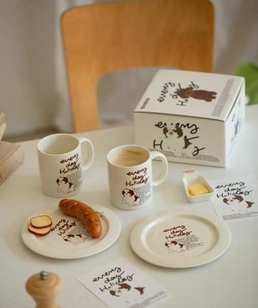 [momur] [weekend 8] Holiday Puppy Mug & Plate Gift Set