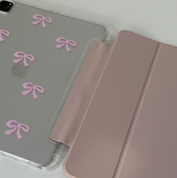 [MAZZZZY] Ribbon Pattern Sandpink Ipad Case