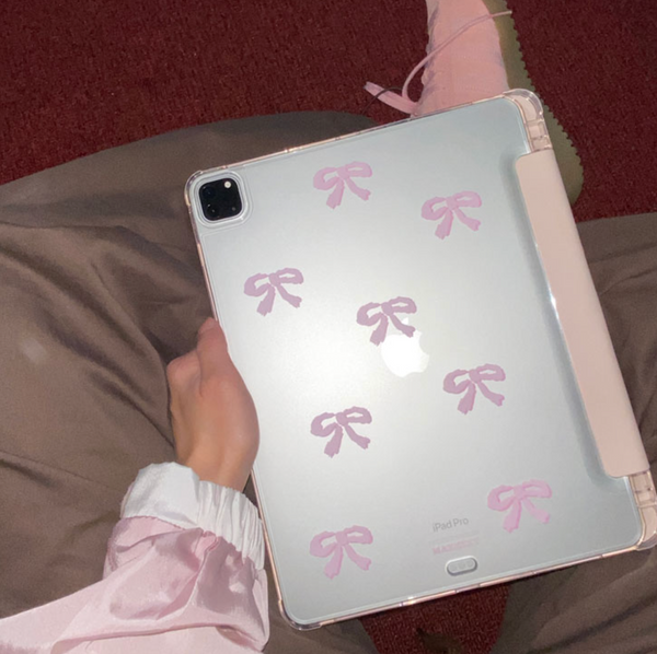 [MAZZZZY] Ribbon Pattern Sandpink Ipad Case