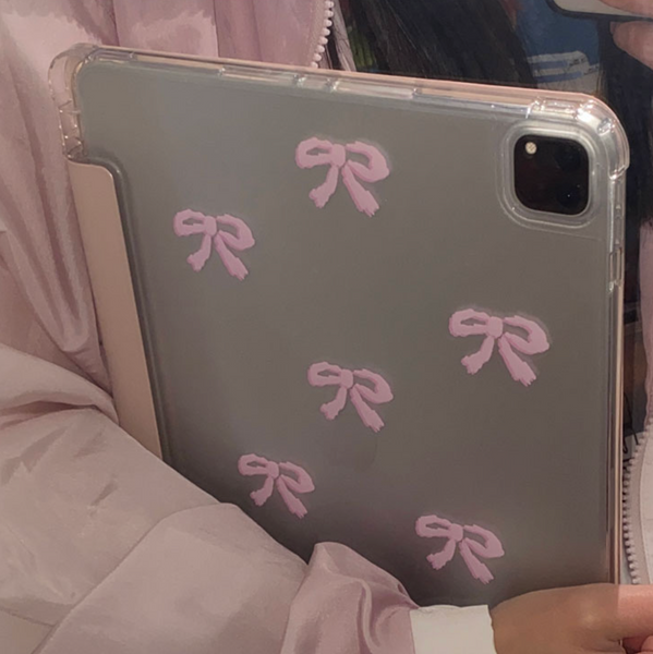 [MAZZZZY] Ribbon Pattern Sandpink Ipad Case