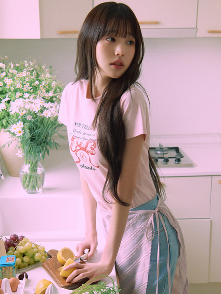 [rolarola] ROLA RIBBON HALF T-SHIRT PINK