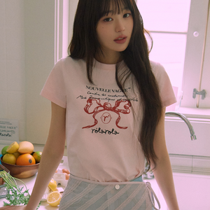 [rolarola] ROLA RIBBON HALF T-SHIRT PINK