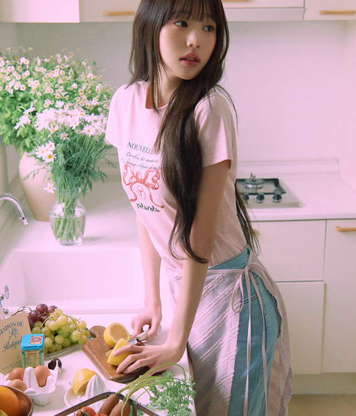 [rolarola] ROLA RIBBON HALF T-SHIRT PINK