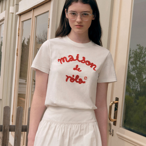 [rolarola] MAISON DE ROLA EMBROIDERY T-SHIRT WHITE