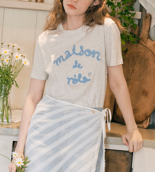 [rolarola] MAISON DE ROLA EMBROIDERY T-SHIRT MELANGE GRAY