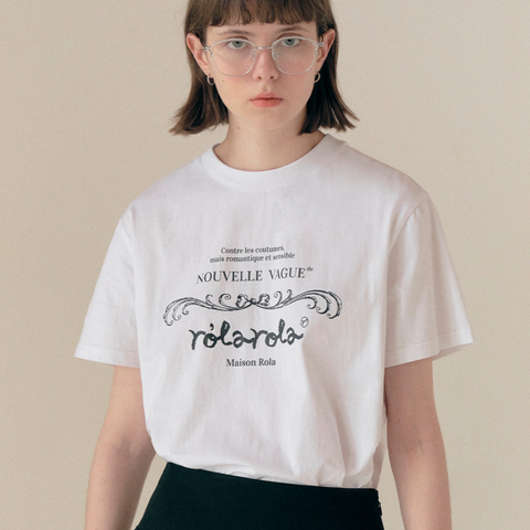 [rolarola] VINTAGE NOUVELLE LOGO HALF T-SHIRT WHITE