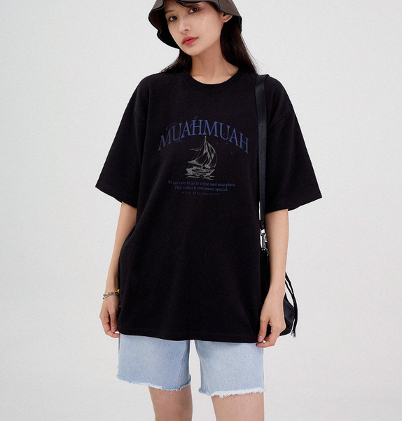 [muahmuah] Summer Boat Graphic Short-sleeved T-shirt