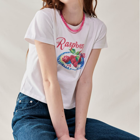 [RONRON] RASPBERRY JAM CROP T SHIRT WHITE