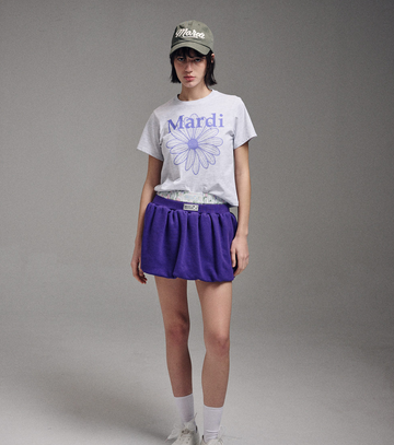 ●Mardi Mercredi● SLIM T + SHORTS SET UP/HEATHER PURPLE MARDI MERCREDI] SLIM TSHIRT FLOWERMARDI (HEATHER PURPLE) – Ohue