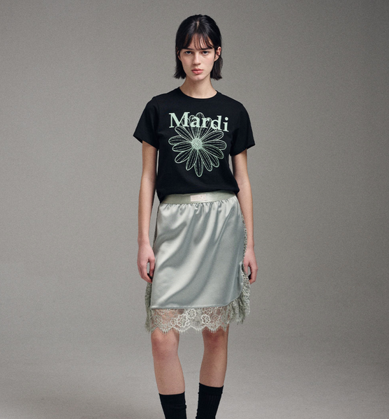 [MARDI MERCREDI] SLIM TSHIRT FLOWERMARDI (BLACK MINT)