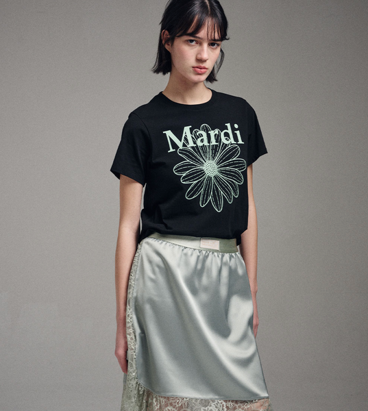 [MARDI MERCREDI] SLIM TSHIRT FLOWERMARDI (BLACK MINT)