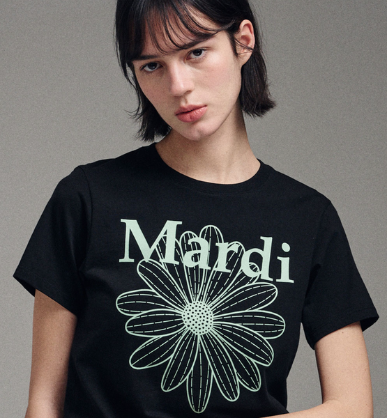 [MARDI MERCREDI] SLIM TSHIRT FLOWERMARDI (BLACK MINT)