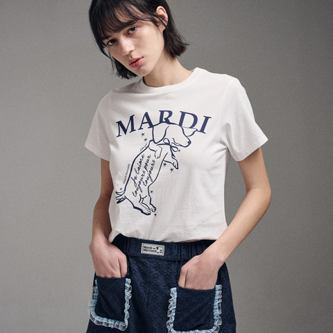 [MARDI MERCREDI] SLIM TSHIRT SWING THE TAIL DDANJI (IVORY NAVY)