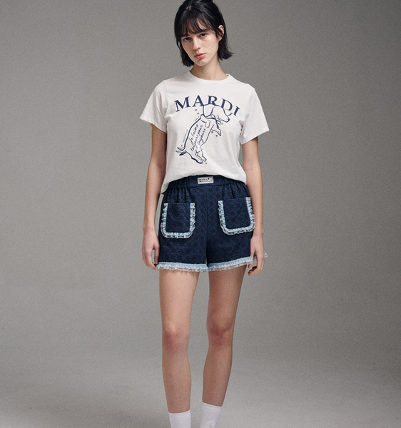 [MARDI MERCREDI] SLIM TSHIRT SWING THE TAIL DDANJI (IVORY NAVY)