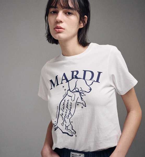 [MARDI MERCREDI] SLIM TSHIRT SWING THE TAIL DDANJI (IVORY NAVY)