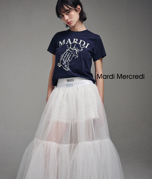 [MARDI MERCREDI] SLIM TSHIRT SWING THE TAIL DDANJI (NAVY IVORY)