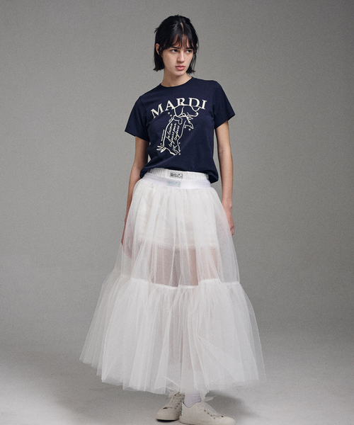 [MARDI MERCREDI] SLIM TSHIRT SWING THE TAIL DDANJI (NAVY IVORY)