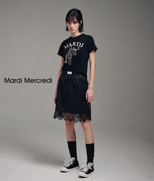 [MARDI MERCREDI] SLIM TSHIRT SWING THE TAIL DDANJI (BLACK CREAM)