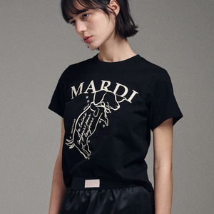 [MARDI MERCREDI] SLIM TSHIRT SWING THE TAIL DDANJI (BLACK CREAM)