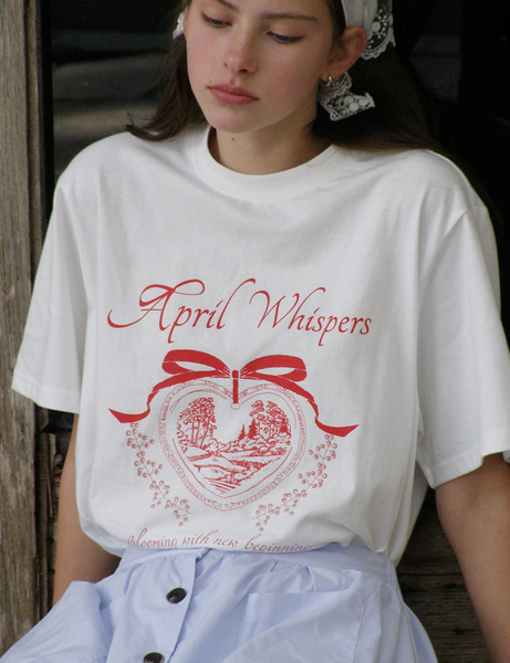 [Letter from Moon] April Whisper Oversized Fit Short Sleeve T-Shirt (White)