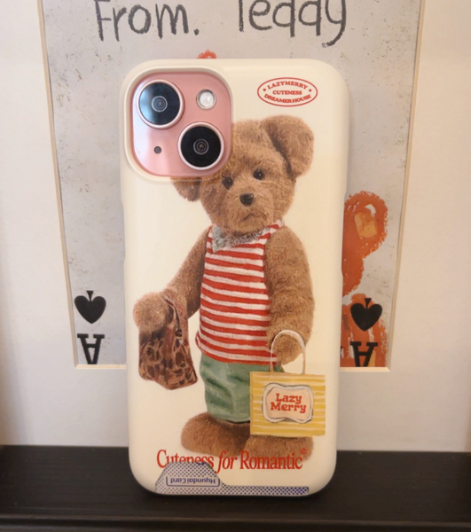 [Lazy Merry] Happy Shopping Teddy Phone Case