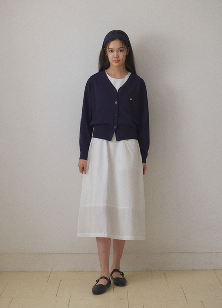 [LAFUDGE FOR WOMAN] Scotch V-neck Knit Cardigan (Middle Blue)