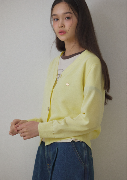 [LAFUDGE FOR WOMAN] Scotch V-neck Knit Cardigan (Butter Lemon)