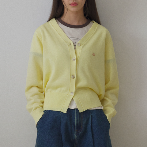 [LAFUDGE FOR WOMAN] Scotch V-neck Knit Cardigan (Butter Lemon)