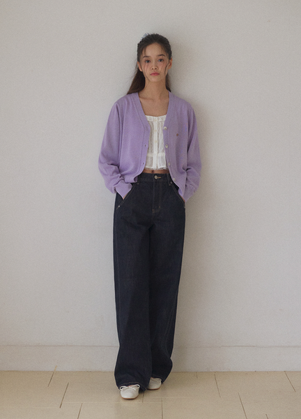 [LAFUDGE FOR WOMAN] Scotch V-neck Knit Cardigan (Lavender)