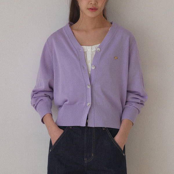 [LAFUDGE FOR WOMAN] Scotch V-neck Knit Cardigan (Lavender)