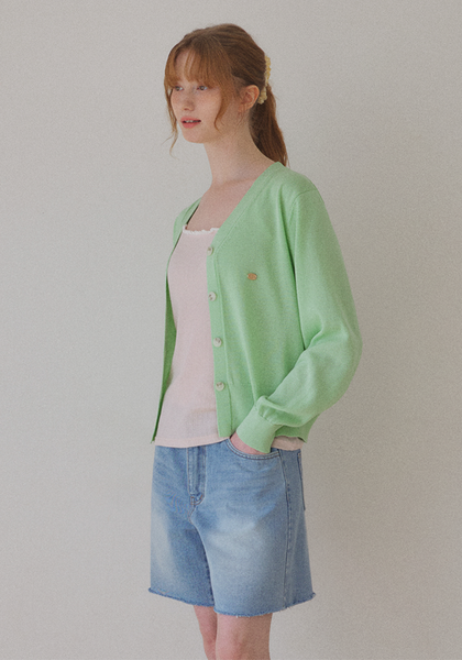 [LAFUDGE FOR WOMAN] Scotch V-neck Knit Cardigan (Leaf Mint)