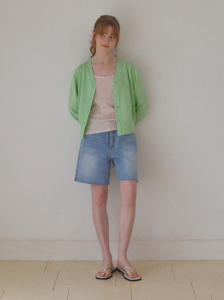 [LAFUDGE FOR WOMAN] Scotch V-neck Knit Cardigan (Leaf Mint)