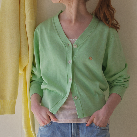 [LAFUDGE FOR WOMAN] Scotch V-neck Knit Cardigan (Leaf Mint)