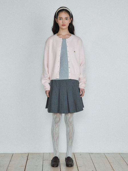[LAFUDGE FOR WOMAN] Essential Round Knit Cardigan (Baby Pink)