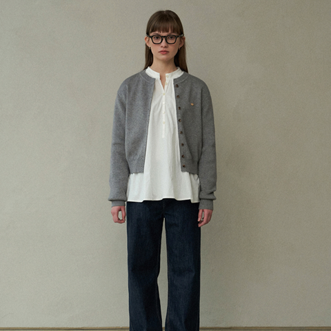 [LAFUDGE FOR WOMAN] Essential Round Knit Cardigan (Grey)