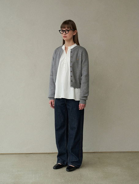 [LAFUDGE FOR WOMAN] Essential Round Knit Cardigan (Grey)