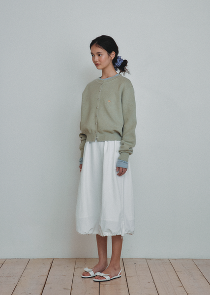 [LAFUDGE FOR WOMAN] Essential Round Knit Cardigan (Moss Green)