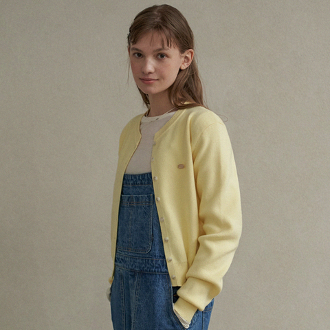 [LAFUDGE FOR WOMAN] Essential Round Knit Cardigan (Butter Lemon)